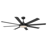 60" Industrial DC Motor Downrod Mount Ceiling Fan with Lighting and Remote Control