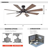 60" Oretha Windmill DC Ceiling Fan with LED Lighting