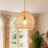 Erdige minimalistische gewebte Rattan-Hängeleuchte, 40 cm Durchmesser 