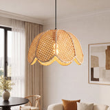 Natural Textured Lotus Rattan Pendant Light 40 cm Diameter