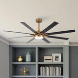 65" Balachandran Industrial DC Motor Downrod Mount Ceiling Fan with LED Lighting and Remote Control