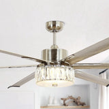 65" Modern Brushed Nickel DC Motor Downrod Mount Reversible Ceiling Fan with Lighting and Remote Control