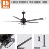 65" Modern Reversible Ceiling Fan with Lighting and Remote Control