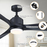 66" Misael Propeller Industrial DC Motor Ceiling Fan with LED Lighting