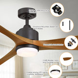 66" Misael Propeller Industrial DC Motor Ceiling Fan with LED Lighting