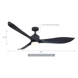 66" Misael Propeller Industrial DC Motor Ceiling Fan with LED Lighting