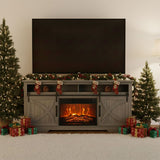 173cm/68" Bauernhaus-TV-Ständer mit 23" eingebautem Elektrokamin 