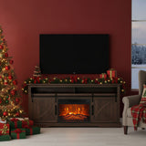 173cm/68" Bauernhaus-TV-Ständer mit 23" eingebautem Elektrokamin 