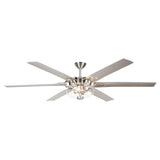 70" Modern Brushed Nickel DC Motor Downrod Mount Ceiling Fan with Lighting and Remote Control