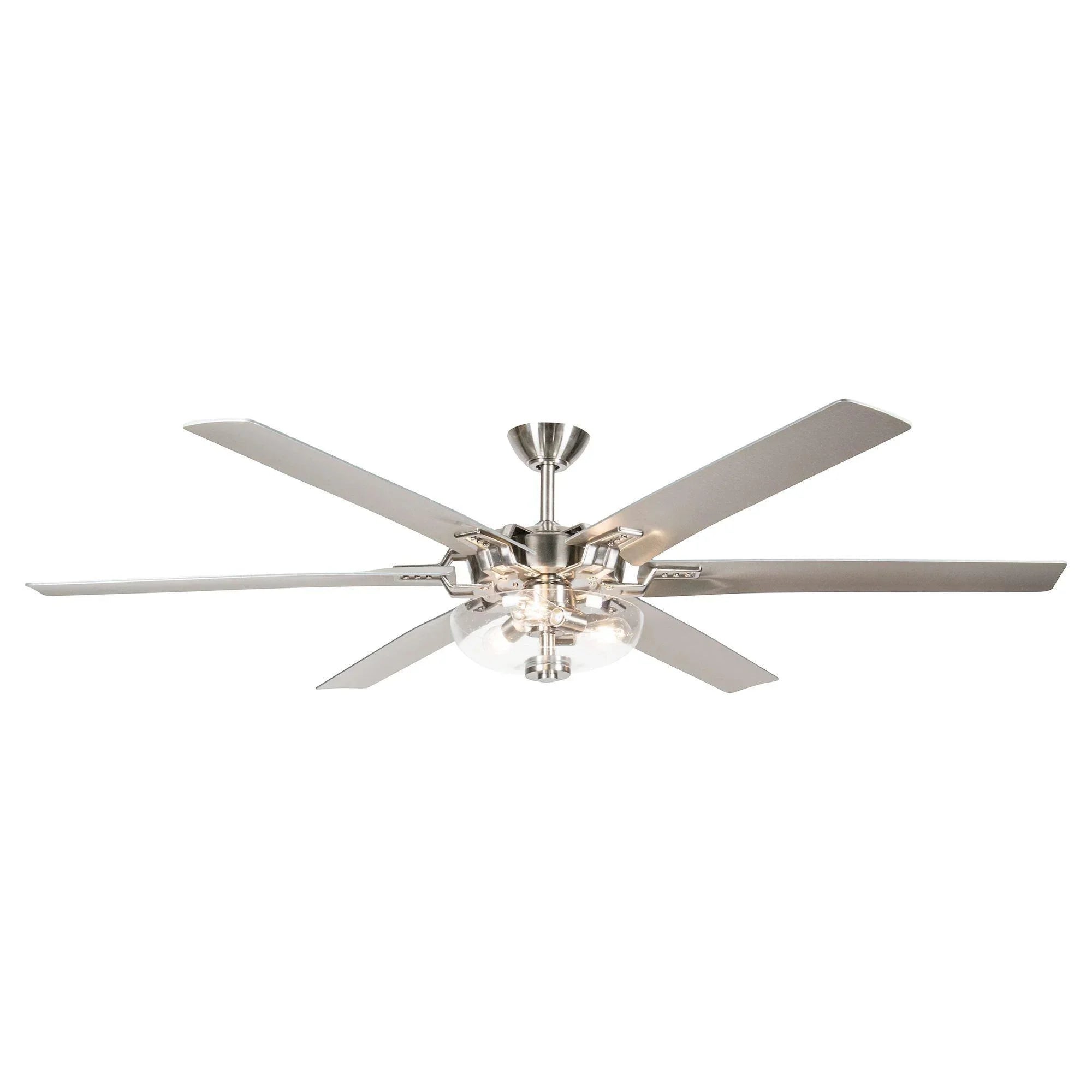 70" Modern Brushed Nickel DC Motor Downrod Mount Ceiling Fan with Lighting and Remote Control