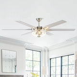 70" Modern Brushed Nickel DC Motor Downrod Mount Ceiling Fan with Lighting and Remote Control