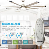 72" Bankston Modern Satin Nickel DC Motor Downrod Mount Ceiling Fan with LED Lighting and Remote Control