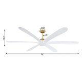 72" Jaydn Farmhouse Satin Nickel DC Motor Downrod Mount Reversible Ceiling Fan with Lighting and Remote Control