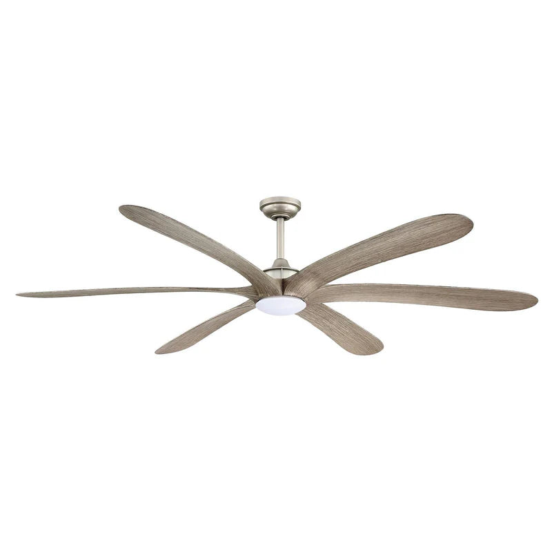 189 cm (72") Jaydn Bauernhaus Deckenventilator mit Satin-Nickel-DC-Motor, Abhängemontage, umkehrbar, mit Beleuchtung und Fernbedienung 
