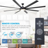 75" Industrial DC Motor Downrod Mount Reversible Ceiling Fan with Lighting and Remote Control