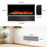 106 cm 42" CARRY Media Wall Electric Fire with 13 Flame Colors Built-In Electric Fire with Remote Control 750/1500W
