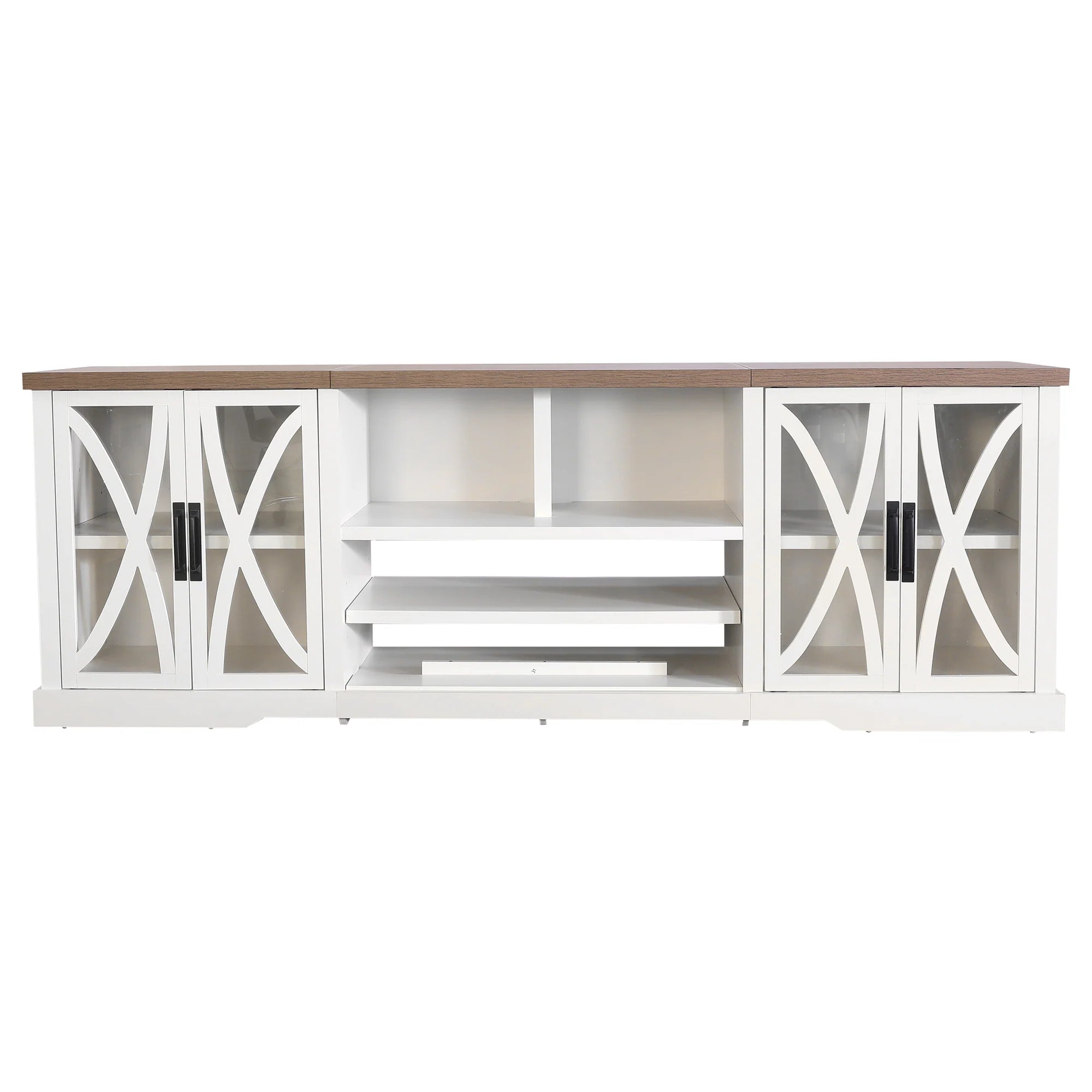 236cm White TV Stand With Storage Cabinet