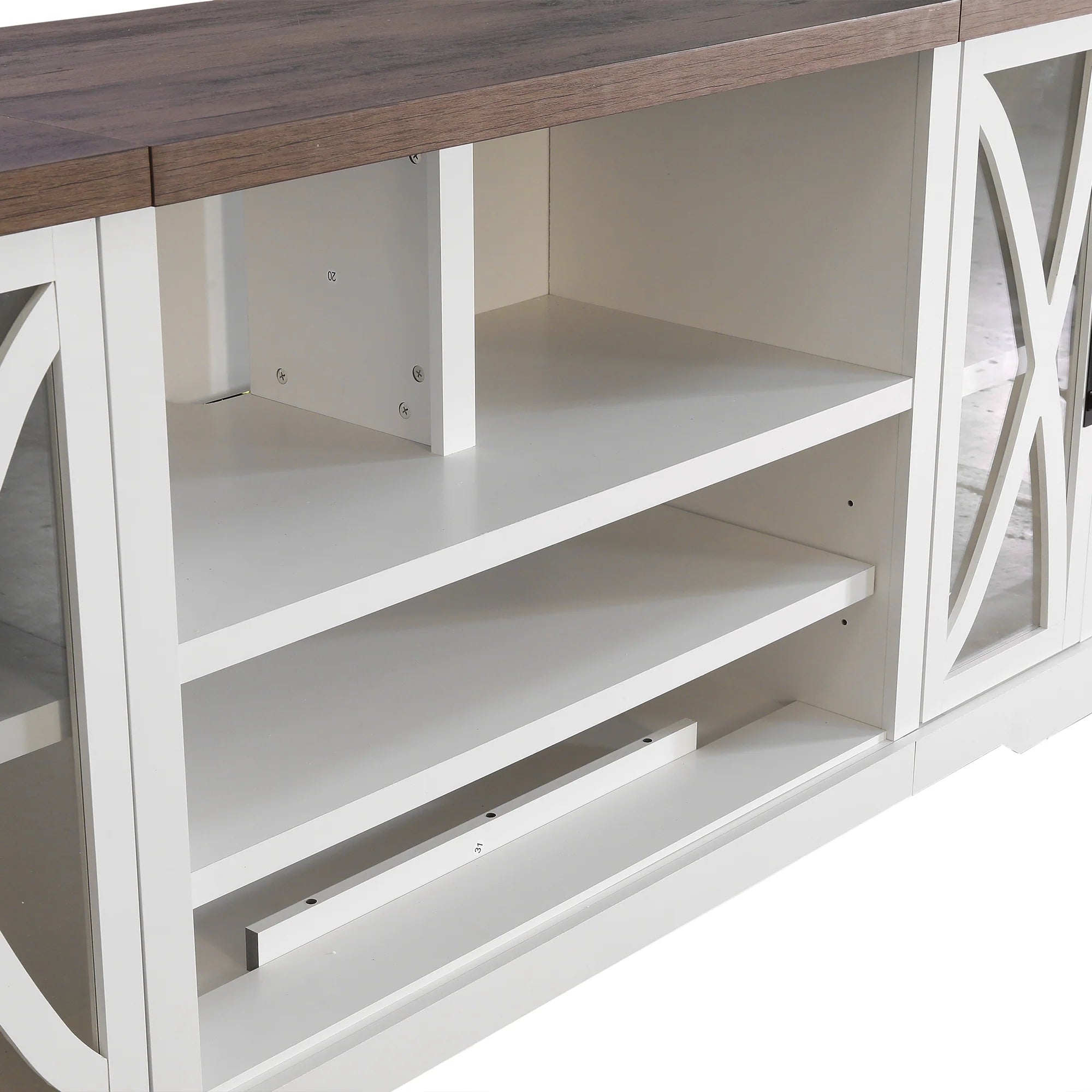 236cm White TV Stand With Storage Cabinet