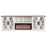 93"/236cm White TV Stand With Storage Cabinets & 36"/91cm Electric Fireplace