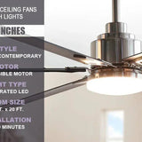 72" Bankston Modern DC Motor Downrod Mount Reversible Ceiling Fan with Lighting and Remote Control