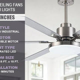 60" Lucknow Modern Ceiling Fan with Lighting and Remote Control