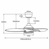 MAXI Schwarzer Deckenventilator Ø132 cm Leise mit LED-Licht DC 40W