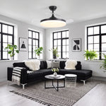 Cielo Ultra-Quiet DC Motor Black Ceiling Fan Ø106 cm with 3 Retractable Blades and LED Light