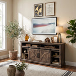 Brimley 173cm/68" Farmhouse Brown TV Stand with 23" Electric Fireplace Inset