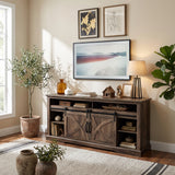 Brimley 173cm/68" Farmhouse Brown TV Stand with 23" Electric Fireplace Inset