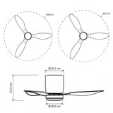 Ventilateur de plafond Sierra à moteur CC ultra-silencieux Ø132 cm avec éclairage LED 