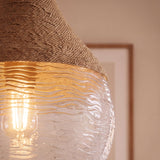Glass Hemp rope textured Pendant Light 33 cm Diameter
