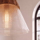 Glass Rattan Pendant Light 35 cm Diameter