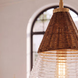 Glass Rattan Pendant Light 35 cm Diameter