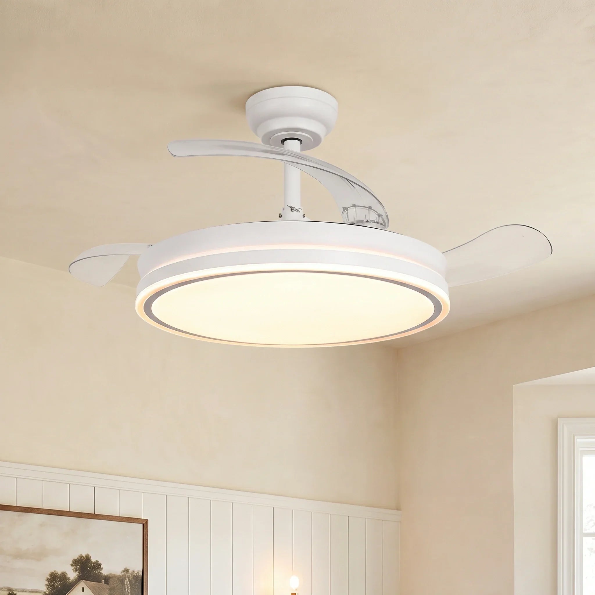Serena Ultra-Quiet DC Motor Ceiling Fan Ø106 cm with 3 Retractable Blades and LED Light
