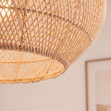 Japandi rotan hanglamp met een diameter van 35 cm 