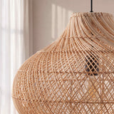 Japandi rotan hanglamp met een diameter van 35 cm 