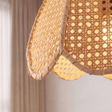Natural Textured Lotus Rattan Pendant Light 40 cm Diameter