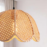 Natural Textured Lotus Rattan Pendant Light 40 cm Diameter