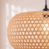 Moderne slanke ovale hanglamp van bamboe, diameter 55 cm 