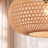 Moderne slanke ovale hanglamp van bamboe, diameter 55 cm 