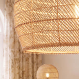 Erdige minimalistische gewebte Rattan-Hängeleuchte, 40 cm Durchmesser 