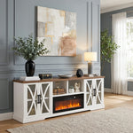 Ashford 93"/236cm White TV Stand With Storage Cabinets & 36"/91cm Electric Fireplace