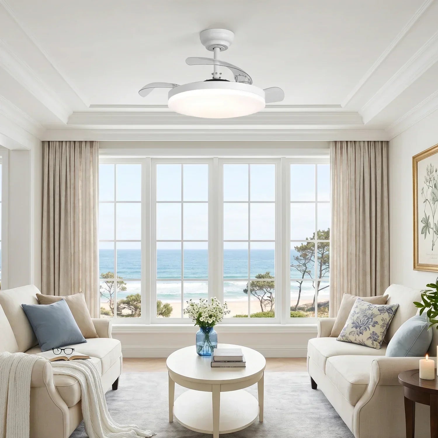 Raydon Ultra-Quiet DC Motor Ceiling Fan 91cm/106cm with Retractable Blades and LED Light