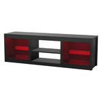 168cm/66" Black LED TV Stand with Electric Fire Fits Up to 75" TVs with LED Shelf Lighting