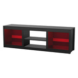 168cm/66" Black LED TV Stand with Electric Fire Fits Up to 75" TVs with LED Shelf Lighting