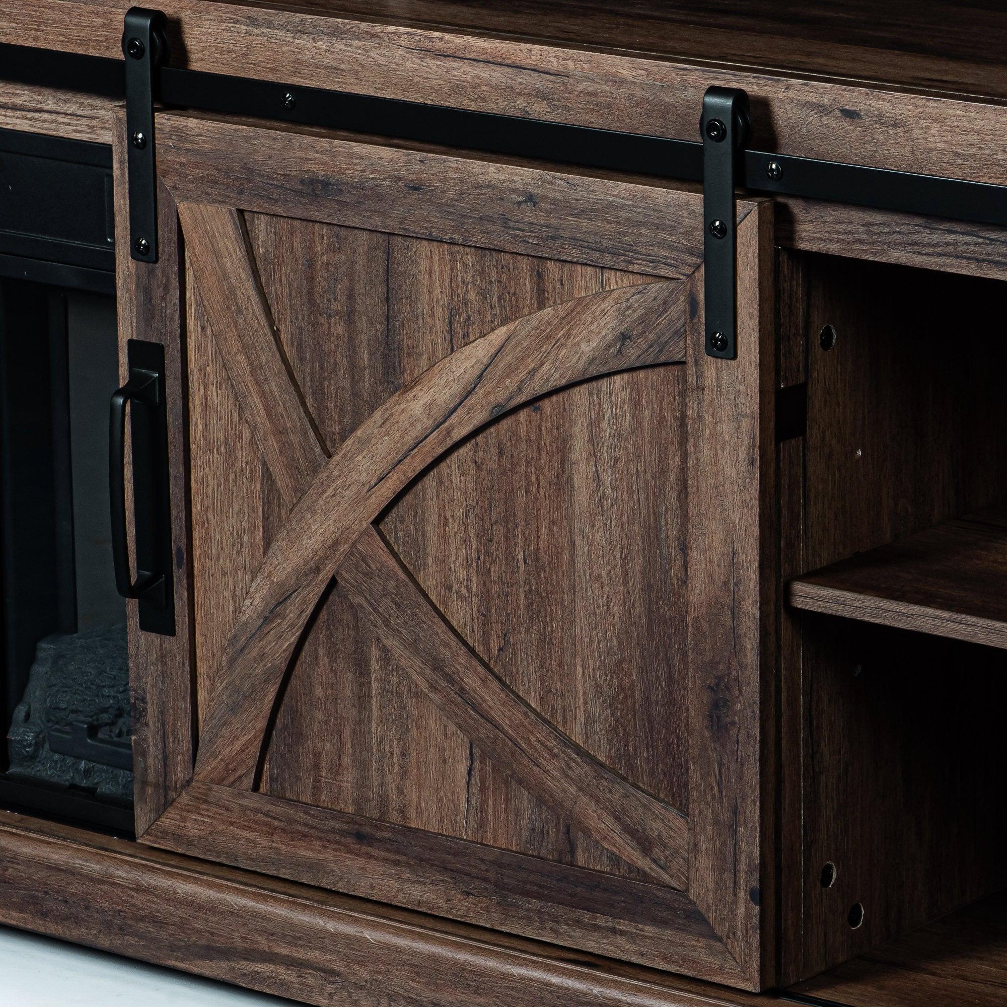 173cm/68" Farmhouse TV Stand with 23" Electric Fireplace Inset