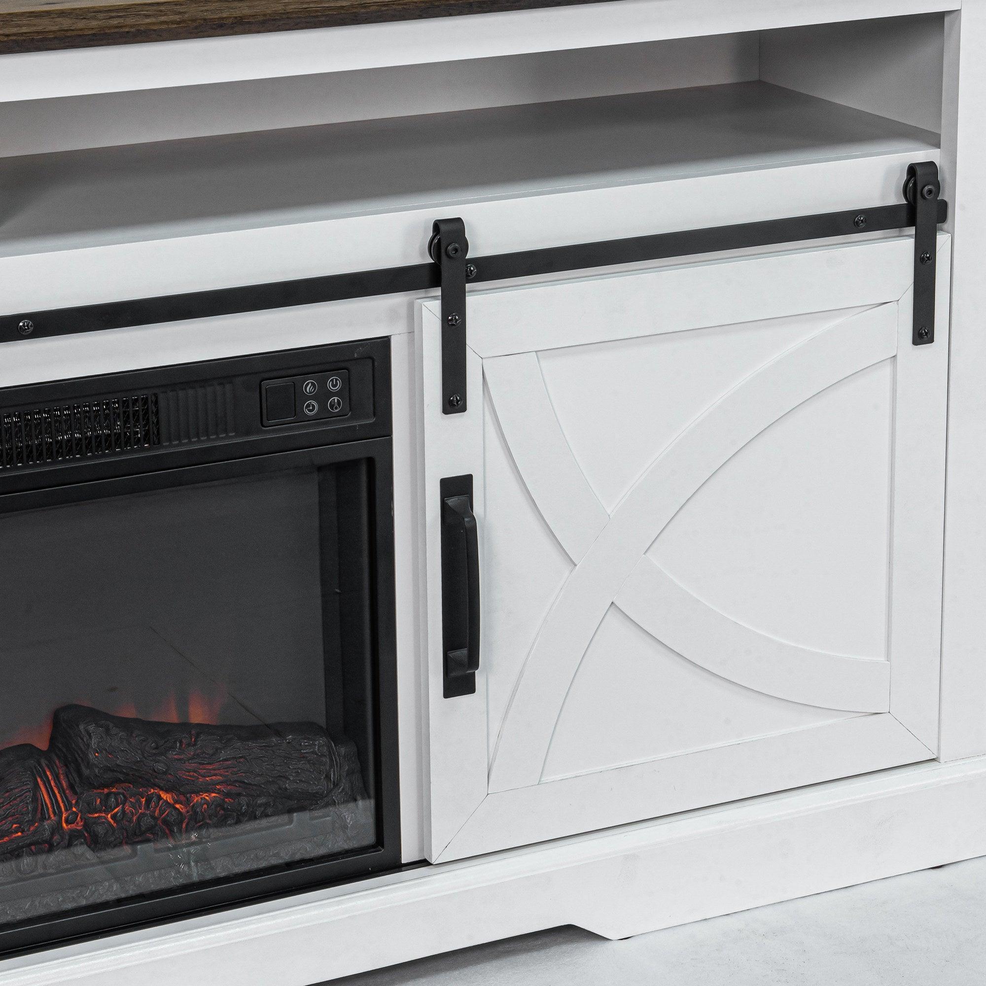 173cm/68" Farmhouse TV Stand with 23" Electric Fireplace Inset