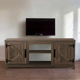 147cm Brown TV Stand with Closed Storage, Storage Cabinet with Adjustable Shelves, Fits Up to 65" TVs