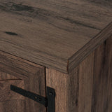 147cm Brown TV Stand with Electric Fire, TV Stand with Barn Door, Storage Cabinet with Adjustable Shelves, Fits Up to 65" TVs