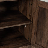 147cm/58" Brown TV Stand with Closed Storage, Storage Cabinet with Adjustable Shelves, Fits Up to 65" TVs